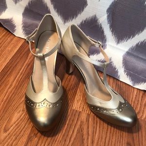 Champagne & Gold Chelsea Crew Gatsby T Strap Heels